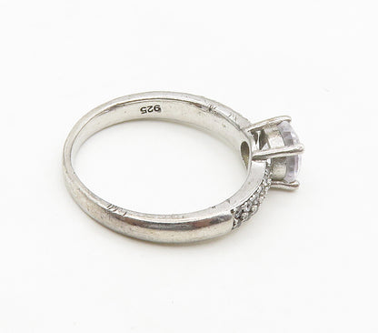 925 Sterling Silver  Vintage Cubic Zirconia Solitaire Accent Ring Sz 7 RG16515