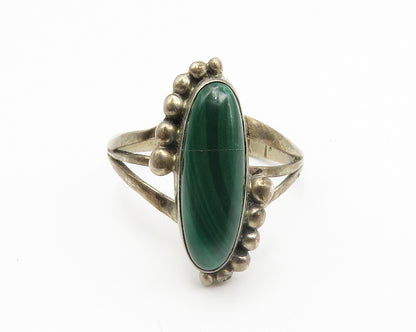 JIMMY YAZZIE NAVAJO 925 Silver  Vintage Malachite Cocktail Ring Sz 9  RG14202