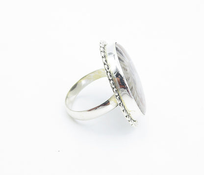 925 Sterling Silver  Cabochon Cut Brown Jasper Cocktail Ring Sz 8  RG8447