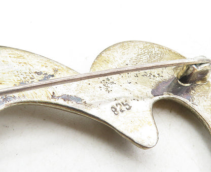 925 Sterling Silver  Vintage Shiny Smooth Open Love Heart Brooch Pin  BP3513