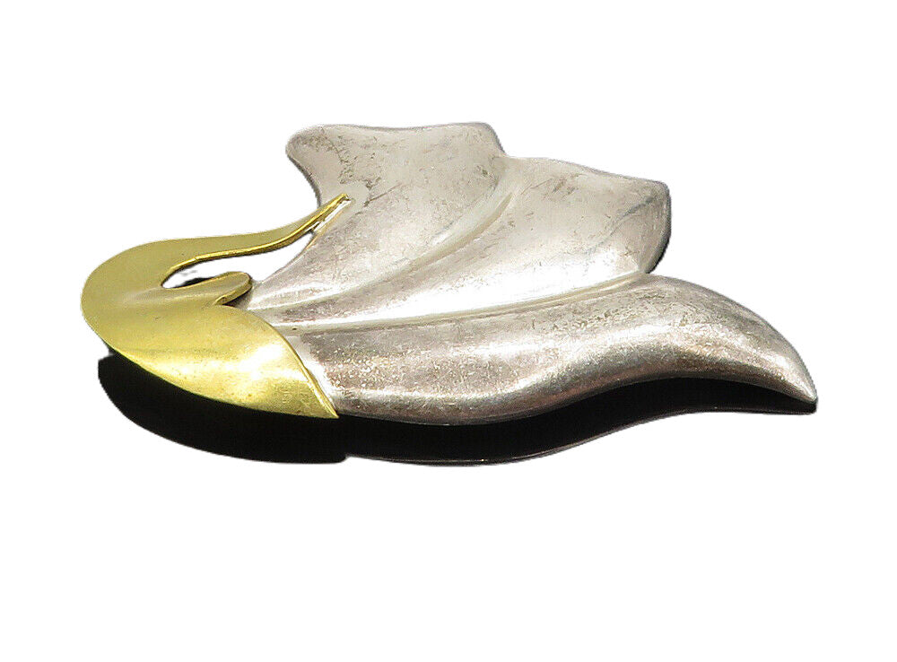 CATON MEXICO 925 Sterling Silver  Vintage Two Tone Floral Brooch Pin  BP3400