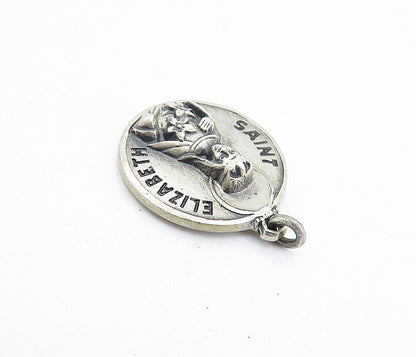 CREED 925 Sterling Silver  Vintage Petite Saint Elizabeth Round Pendant PT3401