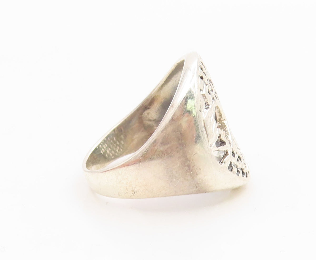 925 Sterling Silver Vintage Ring Classic Tree Of Life Cutout Band  Sz 6  RG35890