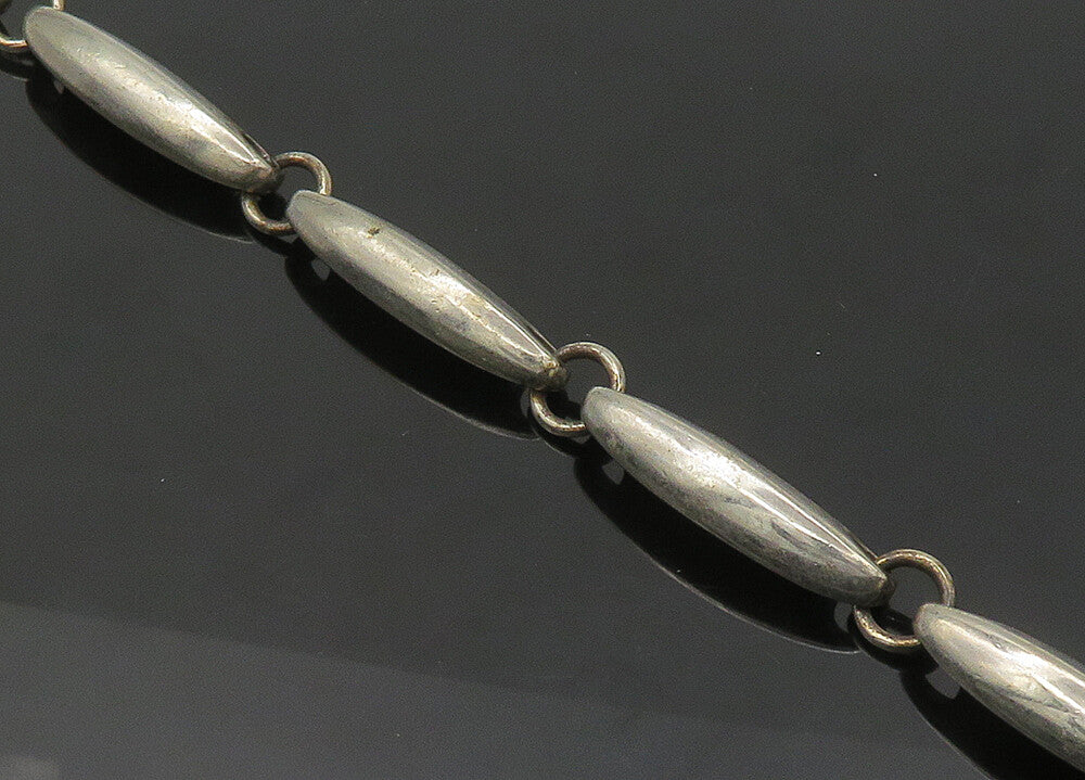 925 Sterling Silver  Vintage Dark Tone Smooth Bar Link Chain Bracelet  BT8469
