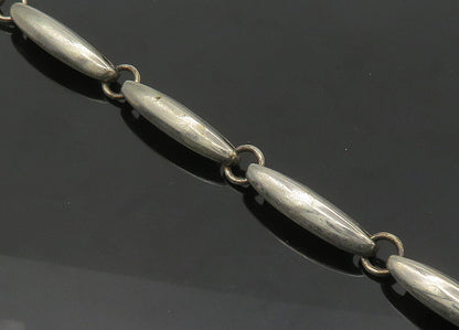 925 Sterling Silver  Vintage Dark Tone Smooth Bar Link Chain Bracelet  BT8469