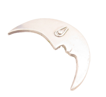 925 Sterling Silver Vintage Brooch Pin MEXICO Solid Cutout Half Moon  BP11414