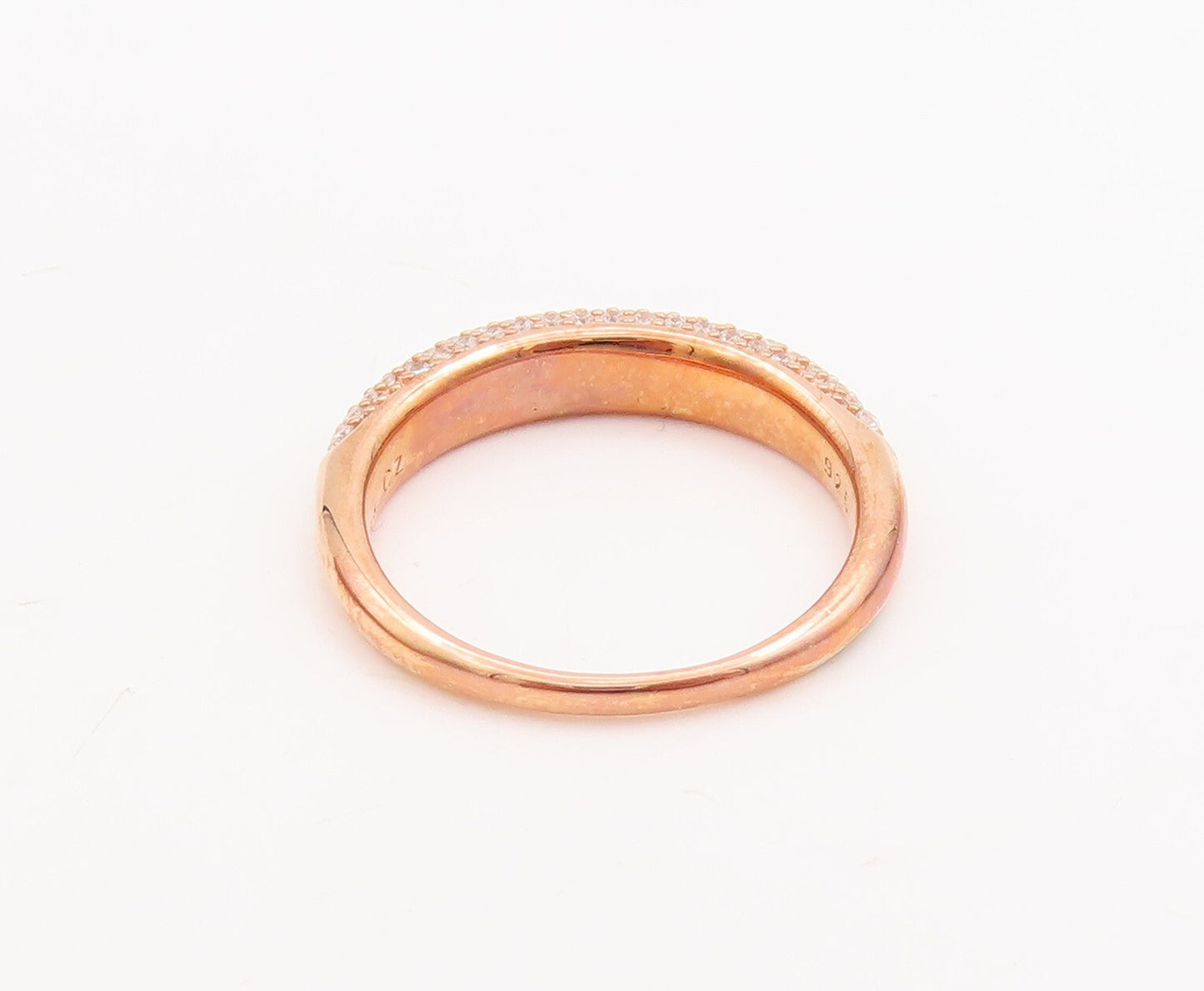 925 Sterling Silver Vintage Ring Rose Gold Plated CZ Inlay  Sz 7  RG29106