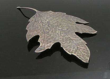 MANFREDI 925 Sterling Silver  Vintage Large Hammered Leaf Brooch Pin  BP9070