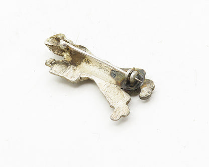 925 Sterling Silver  Vintage Person Holding Flower Pot Brooch Pin  BP4065
