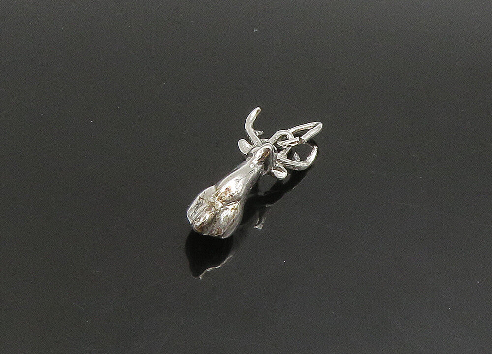 925 Sterling Silver  Vintage Shiny Petite Reindeer's Head Pendant  PT19389