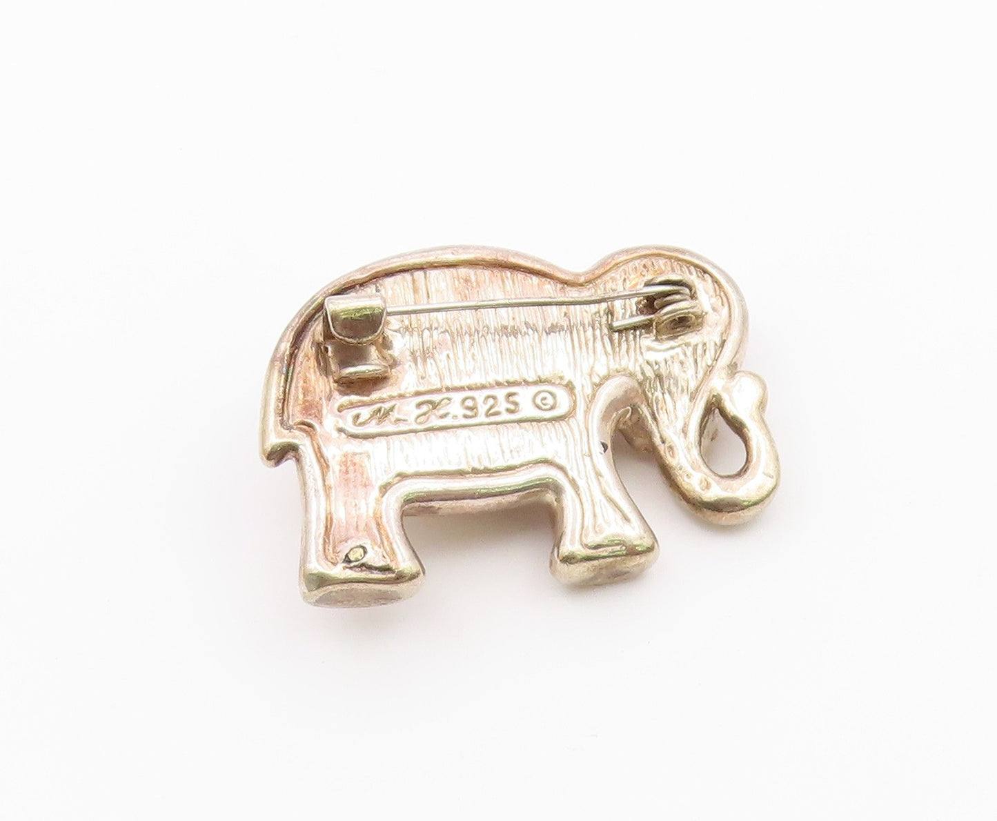 ISRAEL 925 Sterling Silver  Vintage Shiny Elephant Motif Brooch Pin  BP3608