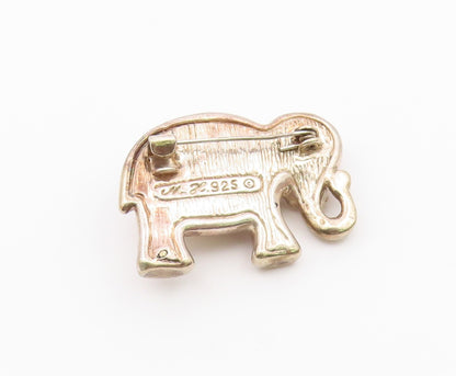 ISRAEL 925 Sterling Silver  Vintage Shiny Elephant Motif Brooch Pin  BP3608