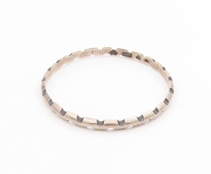 925 Sterling Silver Vintage Bracelet ANTONIO PINEDA Solid Notched Bangle BT11578