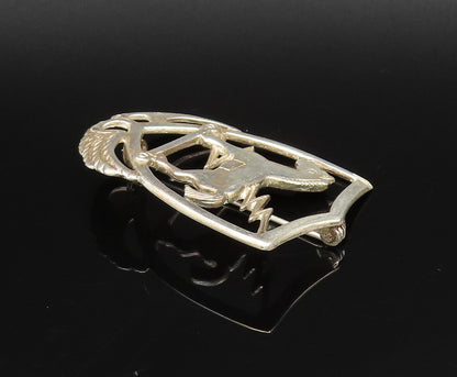 925 Sterling Silver  Vintage Horse & Lightning Cutout Brooch Pin  BP10003