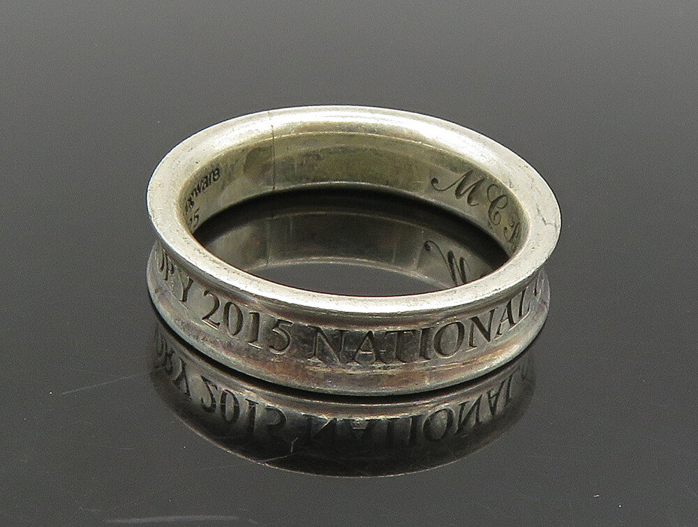 925 Silver  Vintage Shiny Emory 2015 Champions Concave Band Ring Sz 6  RG23951