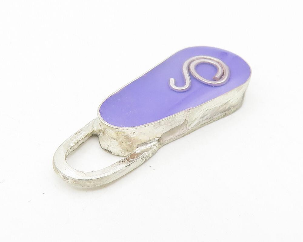 925 Sterling Silver  Vintage S Swirl Detail Smooth Drop Pendant  PT9234
