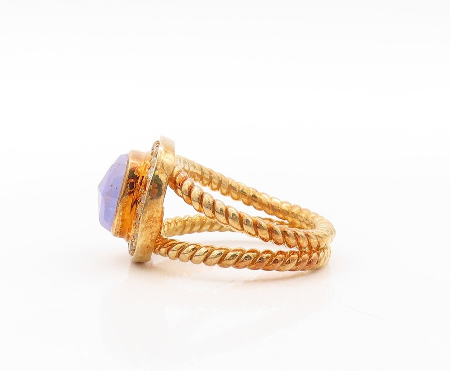 925 Sterling Silver Vintage Ring Gold Plated Topaz & Gemstone  Sz 8  RG30861