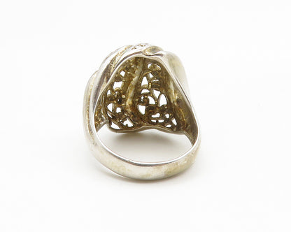 925 Sterling Silver  Vintage Shiny Swirl Vine Open Band Ring Sz 6  RG13931