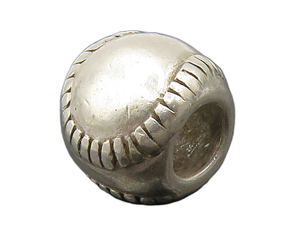 925 Sterling Silver  Vintage Petite Round Baseball Bead Pendant  PT11814