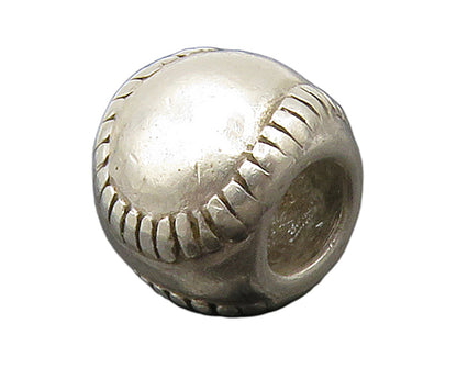 925 Sterling Silver  Vintage Petite Round Baseball Bead Pendant  PT11814
