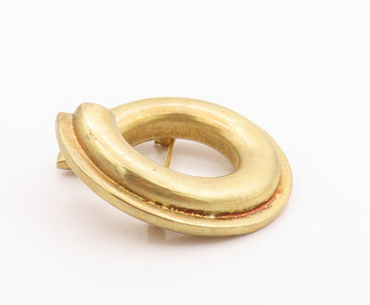 925 Sterling Silver Vintage Brooch Gold Plated POMERANTZ Open Ring  BP11704