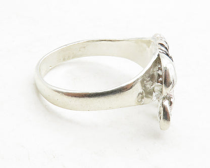 925 Sterling Silver  Vintage Red Topaz Eye Elephant Band Ring Sz 9.5  RG13164