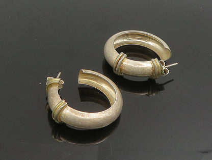 925 Sterling Silver  Vintage Minimalist Ringed Hoop Earrings  EG11676