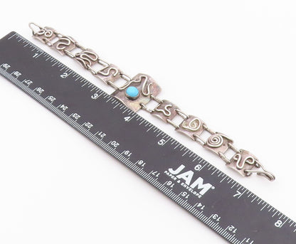 925 Sterling Silver  Vintage Turquoise Swirl Spiral Chain Bracelet  BT8929