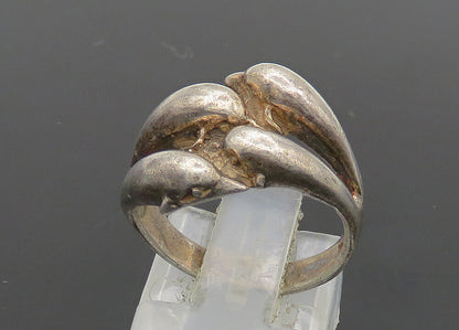 925 Sterling Silver  Vintage Dark Tone Split Dome Band Ring Sz 6  RG21189