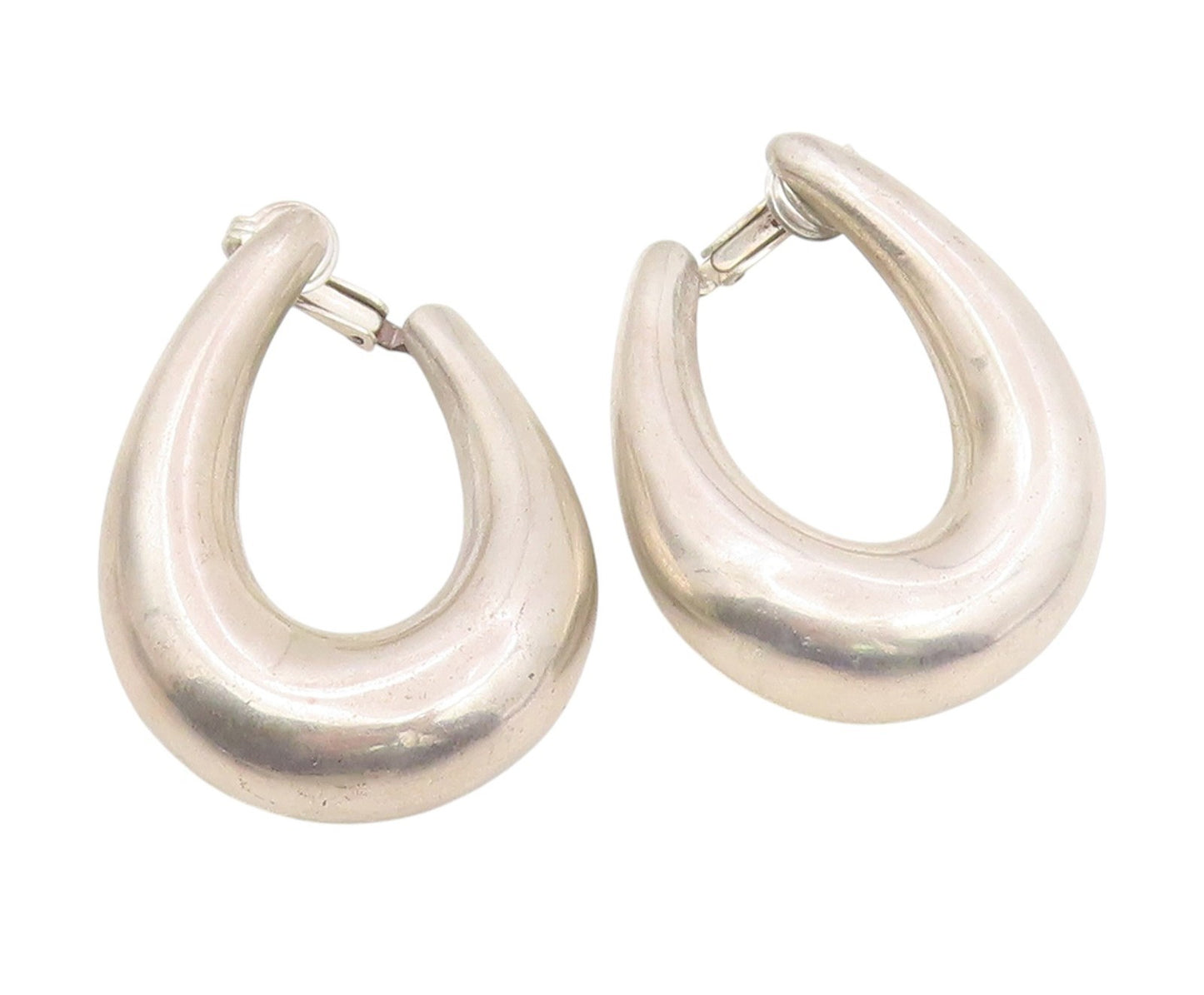 ALFRED KARRAM 925 Silver Vintage Shiny Non Pierce Hoop Earrings  EG10049