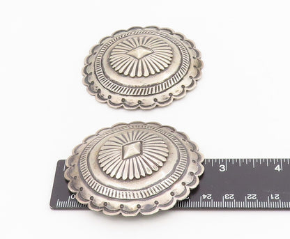 925 Sterling Silver Vintage Belt Buckle SOUTHWESTERN Scalloped Conchos TR4138