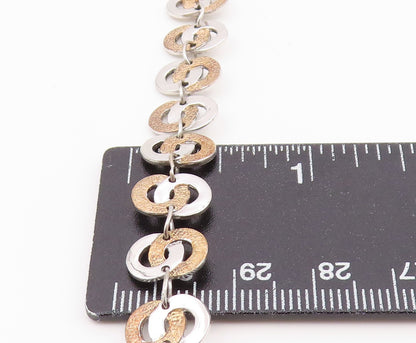 925 Sterling Silver Vintage Bracelet Two Tone Interlocking Circles Link  BT12200