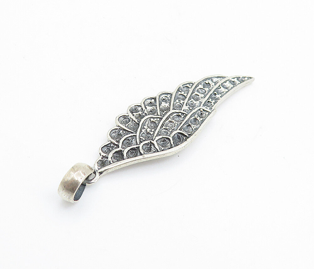 925 Sterling Silver  Vintage Dark Tone Chiseled Wing Design Pendant  PT5624