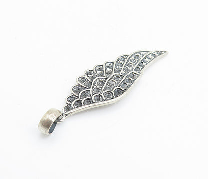 925 Sterling Silver  Vintage Dark Tone Chiseled Wing Design Pendant  PT5624