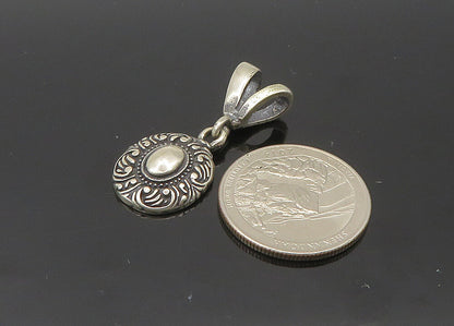 925 Sterling Silver  Vintage Swirl Border Oval Drop Pendant  PT16516