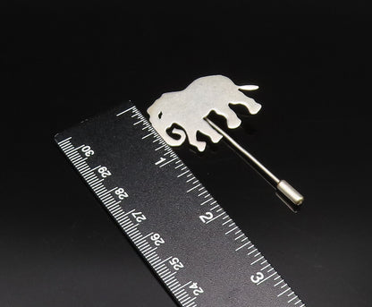 925 Sterling Silver  Vintage Minimalist Elephant Animal Lapel Pin  TR3437