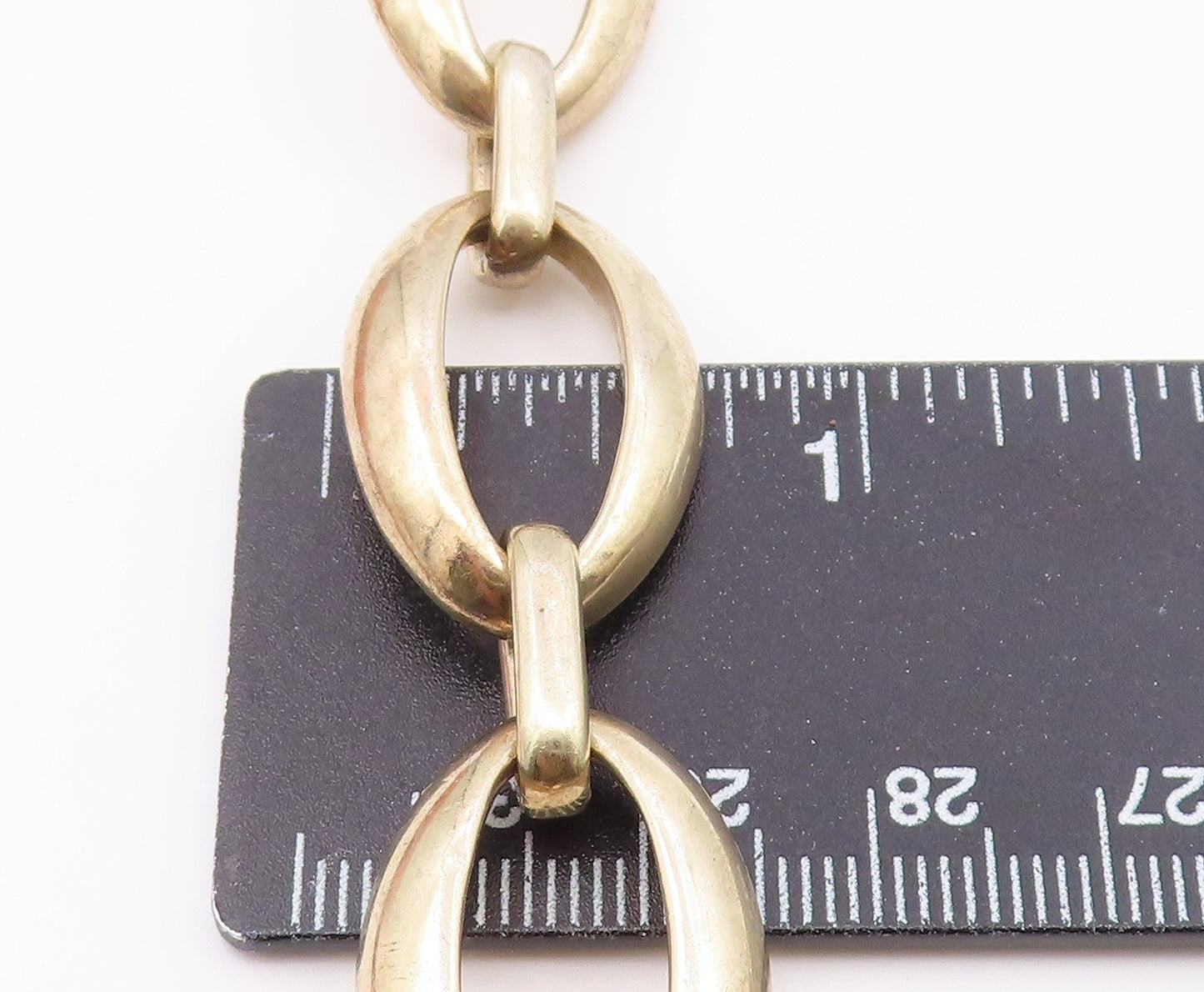 925 Sterling Silver  Vintage Shiny Gold Plated Oval Chain Bracelet  BT9272