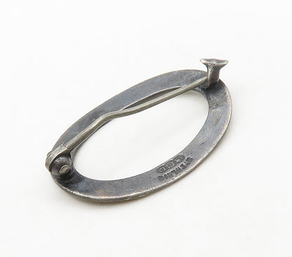 DESIGNER 925 Sterling Silver  Vintage Dark Tone Open Oval Brooch Pin  BP6460