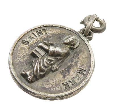 CREED 925 Sterling Silver  Vintage Antique Saint Mark Prayer Pendant  PT14784