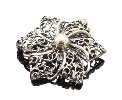 DANECRAFT 925 Silver  Vintage Openwork Flower Pinwheel Brooch Pin  BP10121