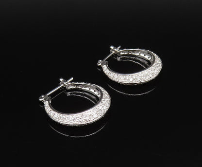 925 Sterling Silver  Vintage Elegant Cubic Zirconia Hoop Earrings  EG12005