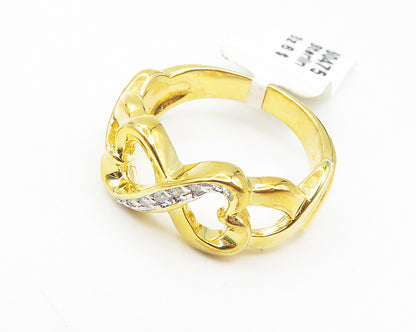 925 Sterling Silver  Topaz Gold Plated Infinity Hearts Band Ring Sz 6  RG11064