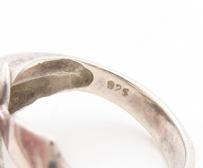 925 Sterling Silver Vintage Ring Solid Carved Diving Dolphins  Sz 8  RG31252