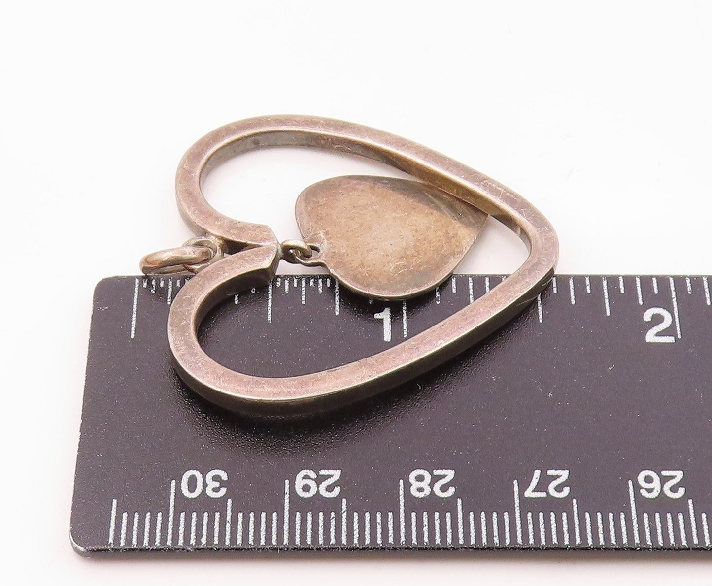 JONDELL 925 Silver  Vintage Open Love Heart With Dangle Center Pendant PT21924