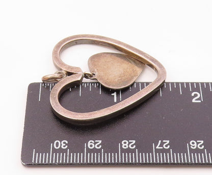 JONDELL 925 Silver  Vintage Open Love Heart With Dangle Center Pendant PT21924