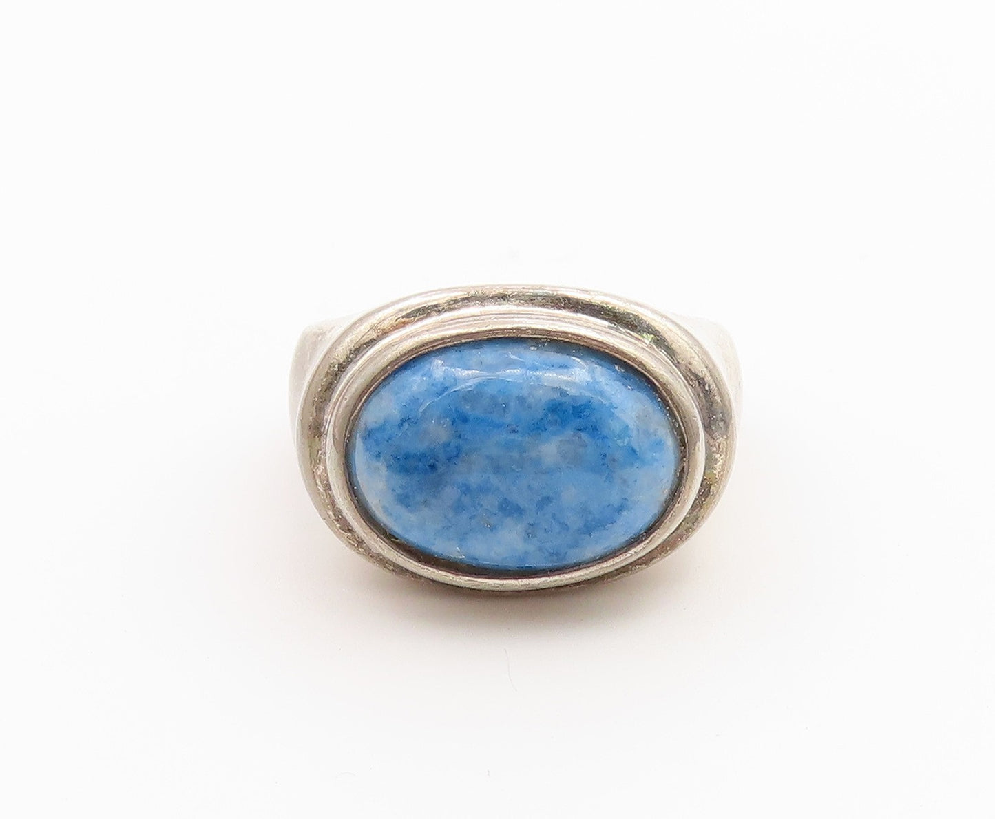 925 Sterling Silver Vintage Ring Classic Sodalite Statement Band  Sz 7  RG36857