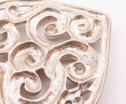925 Sterling Silver  Vintage Shiny Open Swirl Love Heart Pendant  PT18523