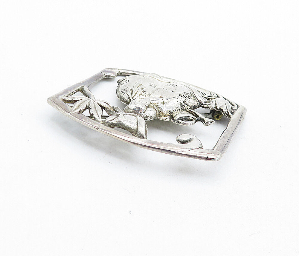 925 Sterling Silver  Vintage Antique Girl Watering Flowers Brooch Pin  BP1740