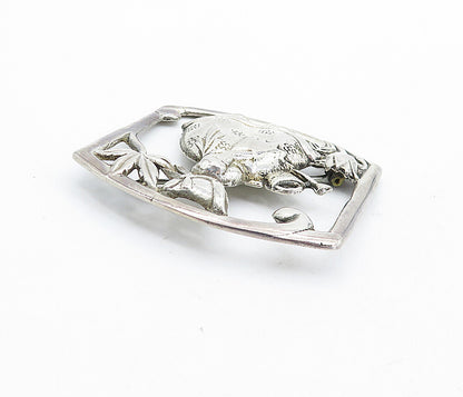 925 Sterling Silver  Vintage Antique Girl Watering Flowers Brooch Pin  BP1740