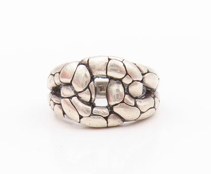 925 Sterling Silver Vintage Ring Dark Tone Snake Skin Design Cut  SZ 6  RG32249